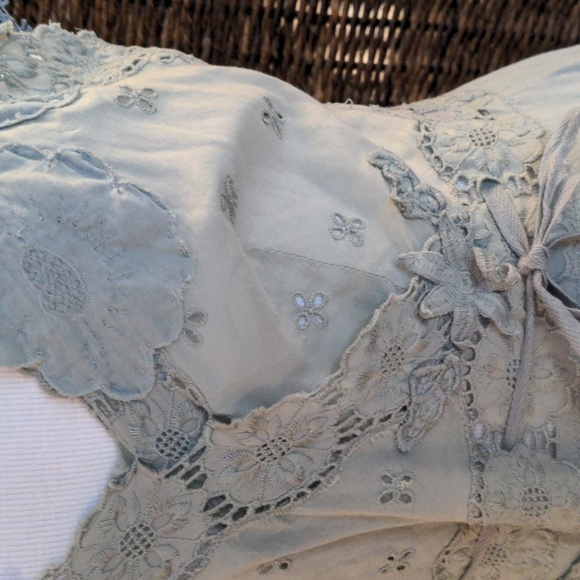 Free people Dusty Blue Lace Applique Cap Sleeve Mini Dress - Picture 5 of 11